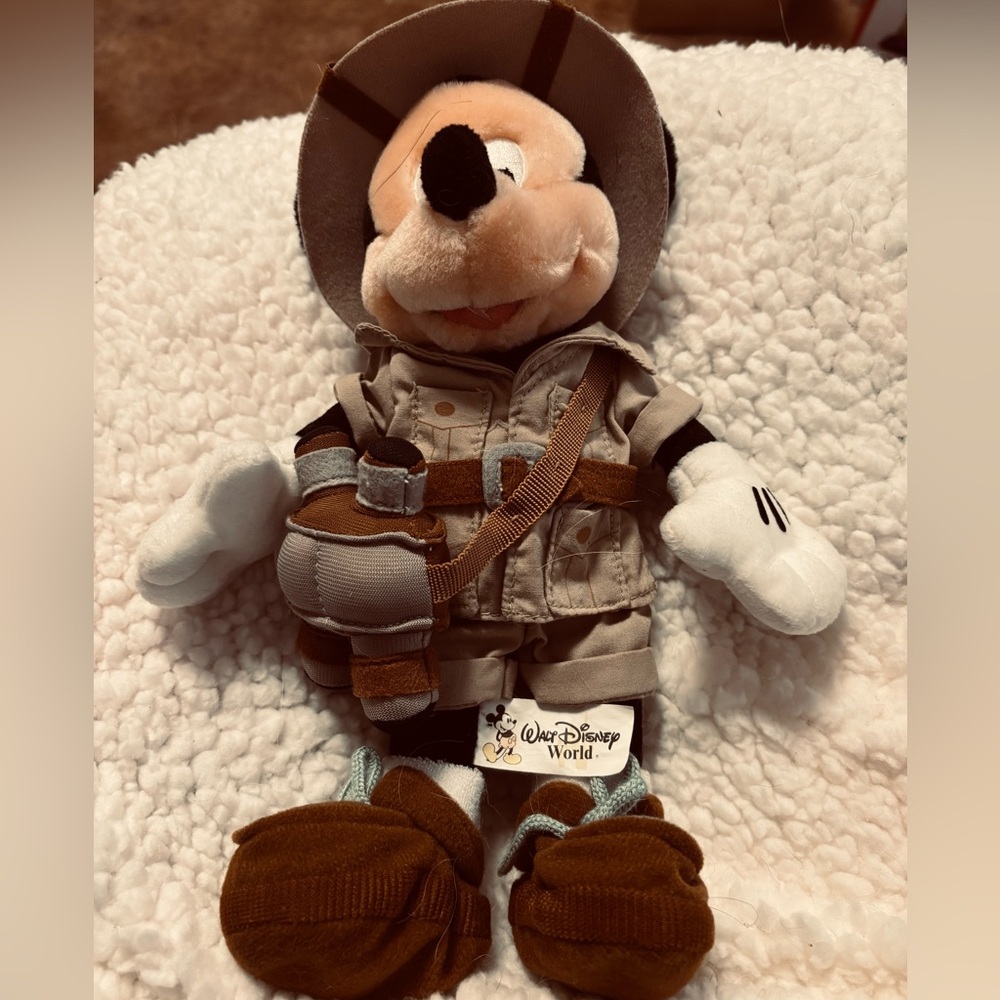 Mickey Walt Disney World Safari Bean Bag Plush With Binoculars, 10”
